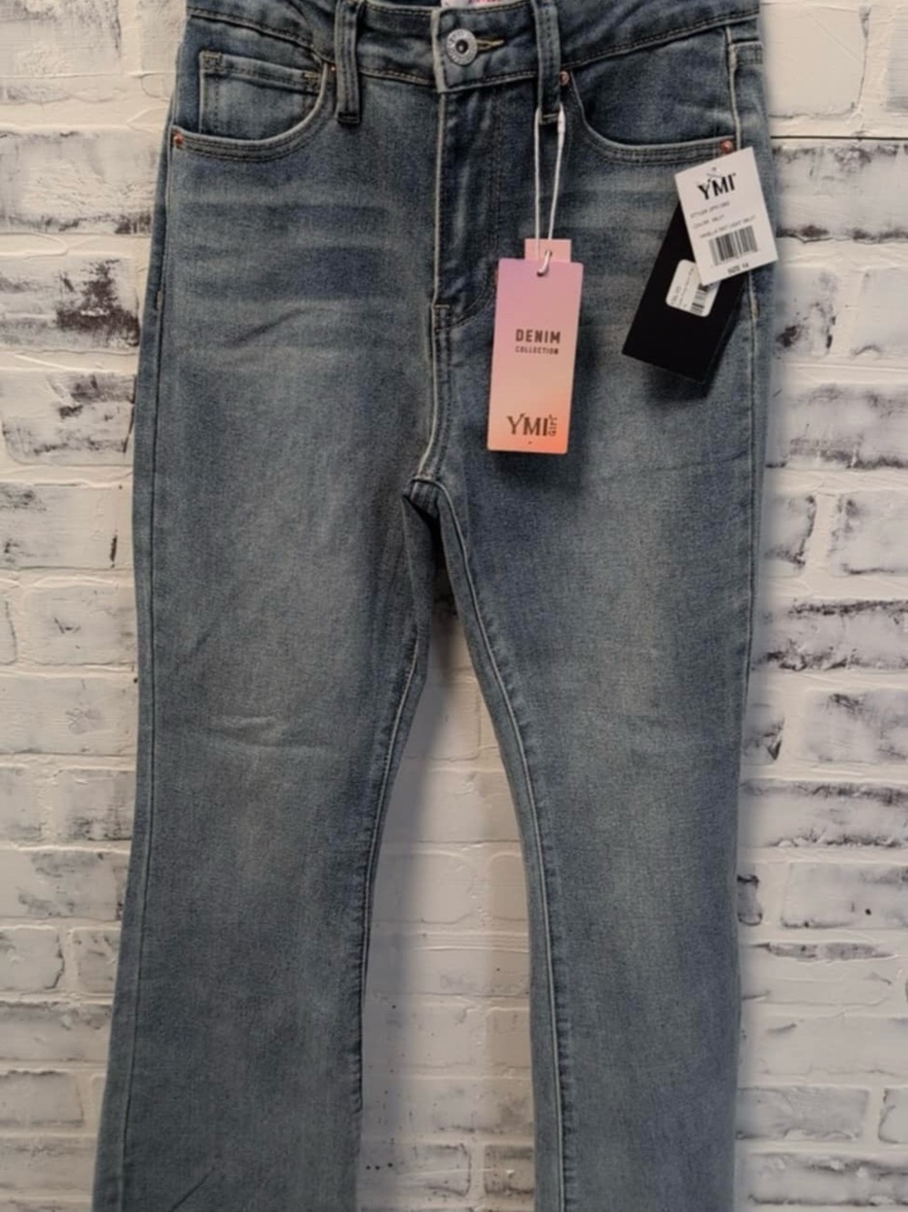 YMI Girl’s Light Wash Denim Jeans with Frey Hem - Light Blue